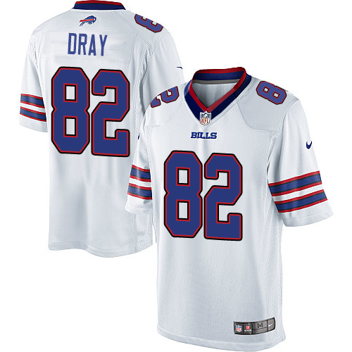 Men's Limited Jim Dray Nike Jersey White Road - #82 NFL Buffalo Bills